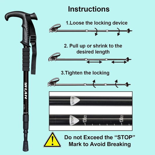 Ultralight Aluminum Hiking Poles With Spring Damper And Quick Lock