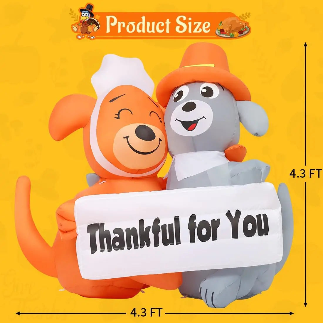 SHXI Thanksgiving Inflatable Dog Duo Led Yard Decor Sign