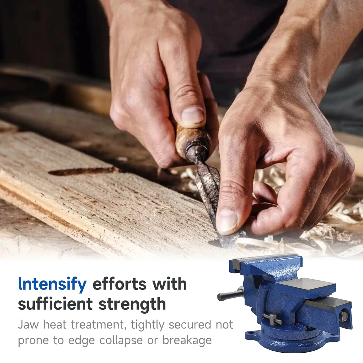 Industrial Cast Iron Bench Vise With Swivel Base And Anvil