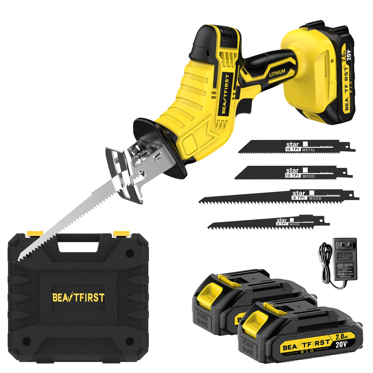 BeautFirst Cordless Reciprocating Saw With LED Work Light