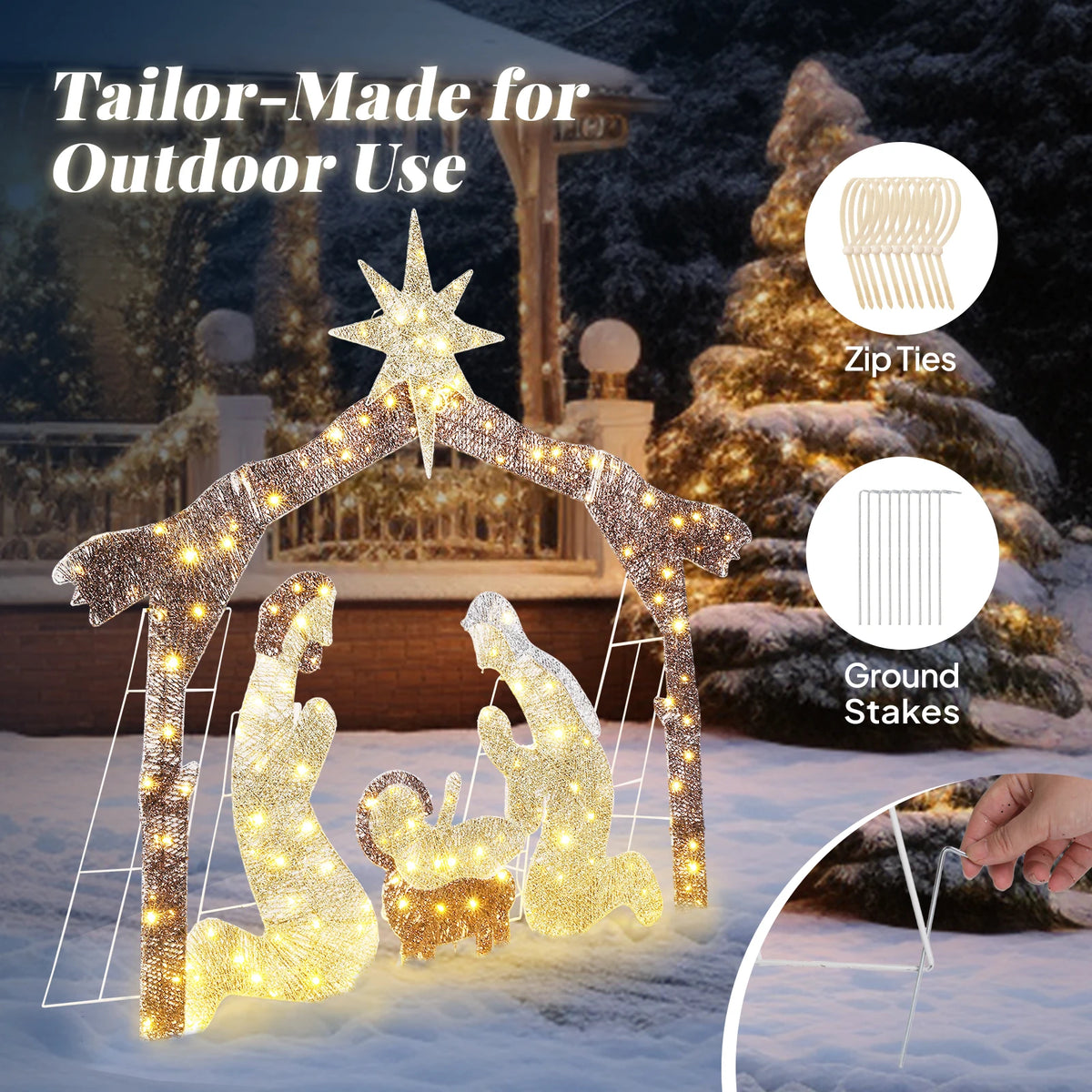 Lighted Nativity Scene Christmas Outdoor Holiday Yard Garden Decoration