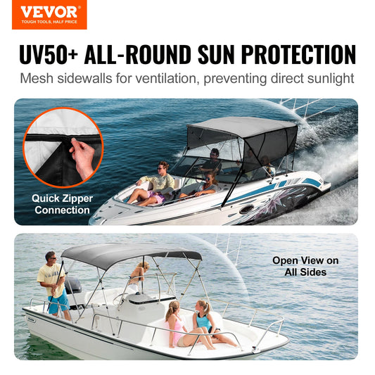 SucceBuy 4 Bow Bimini Top With Aluminum Frame Storage Boot