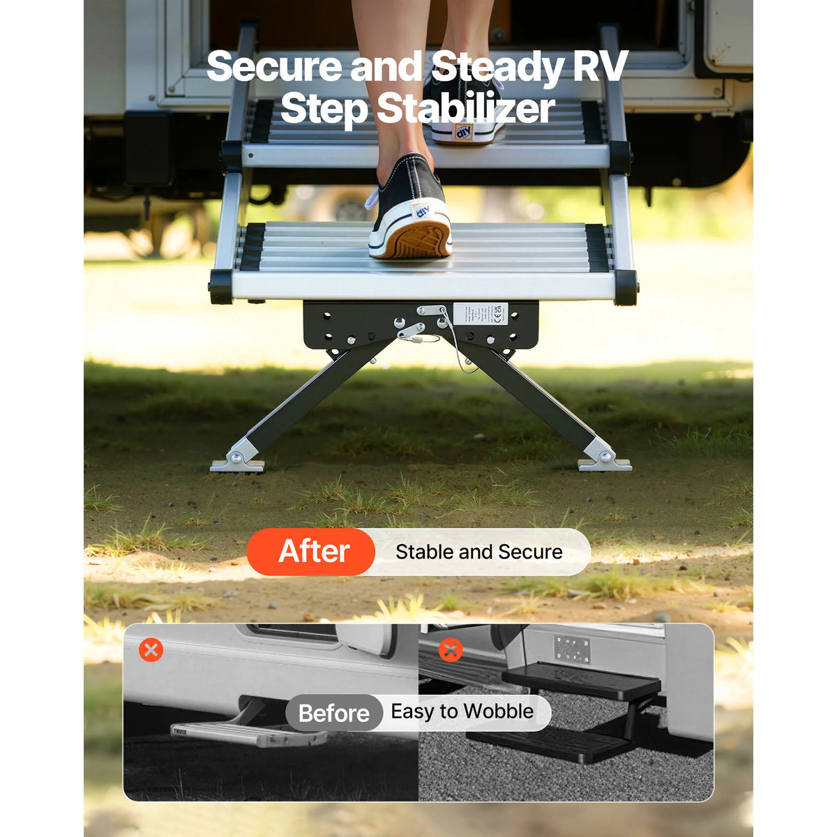 SucceBuy Height Adjustable RV Step Stabilizer Kit For Campers