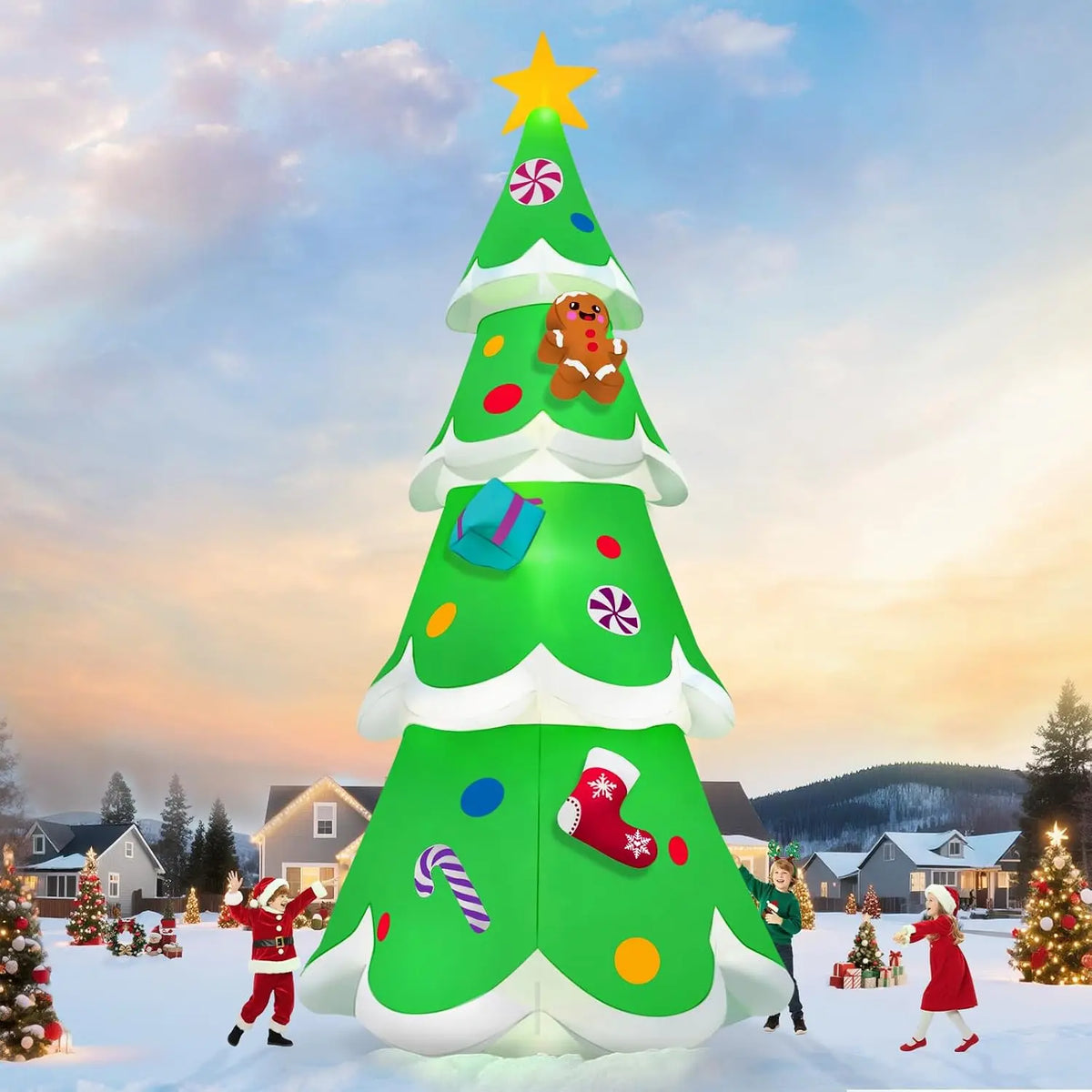 Iosn Outdoor Christmas Tree Inflatable Yard Decoration