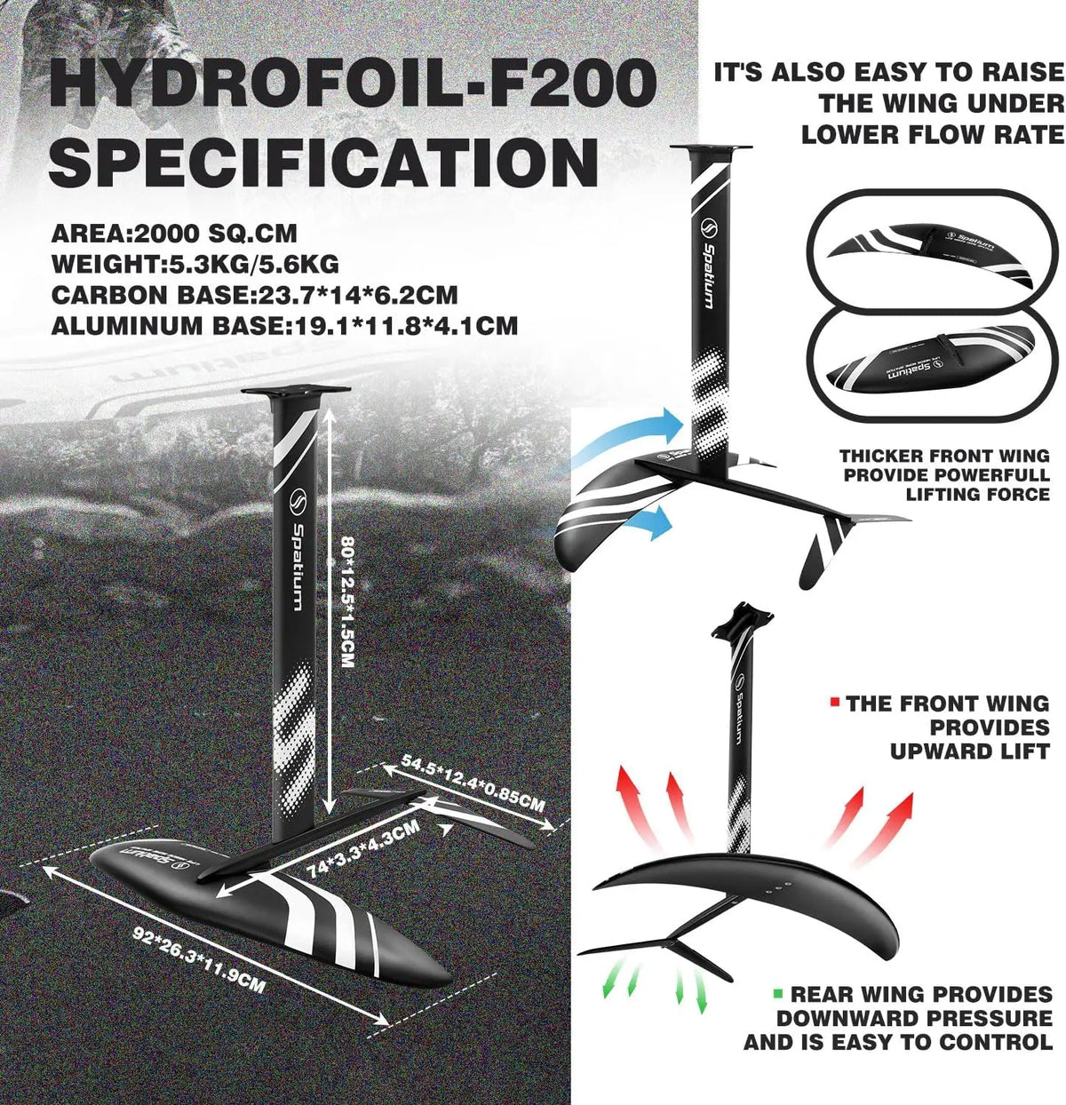 Spatium Hydrofoil Surfboard With Accessories And Inflator Pump
