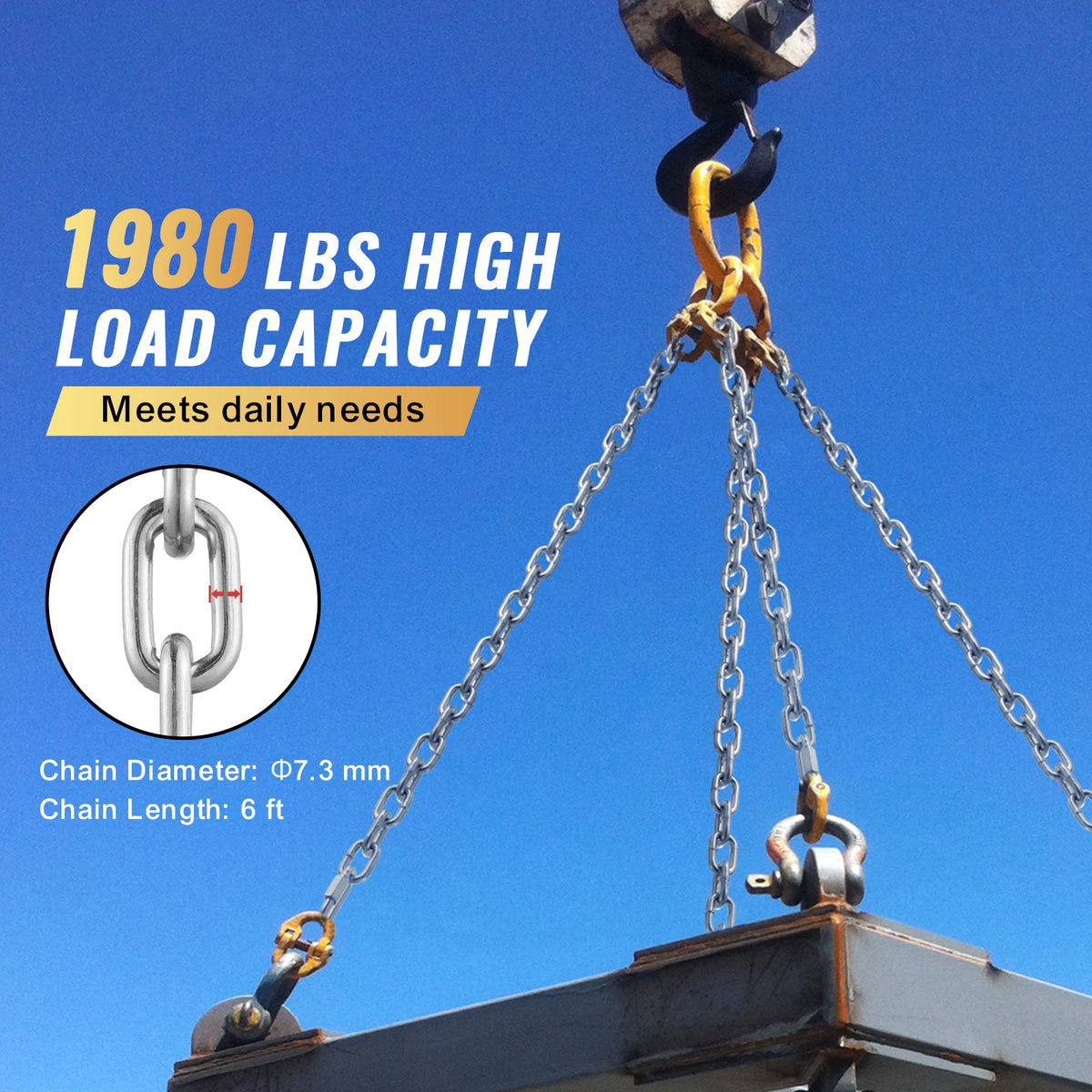 SucceBuy Zinc Plated Proof Coil Chain For Heavy Duty Towing