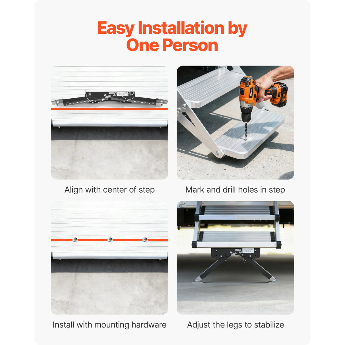 SucceBuy Height Adjustable RV Step Stabilizer Kit For Campers