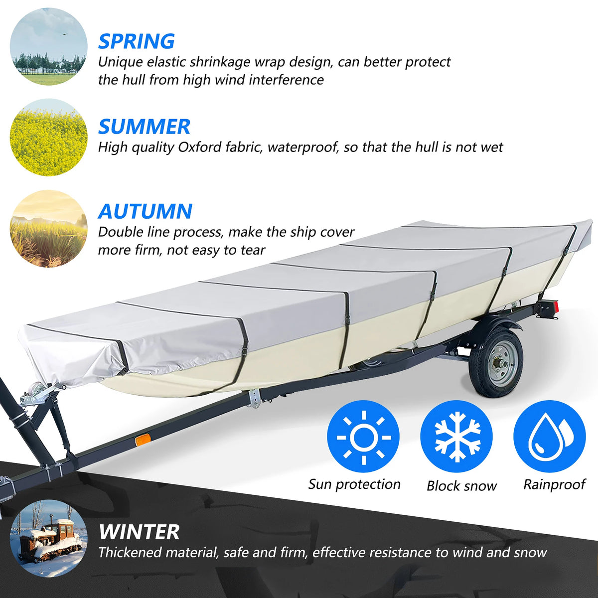 Marine Grade 210D Waterproof Boat Cover For Jon Boats