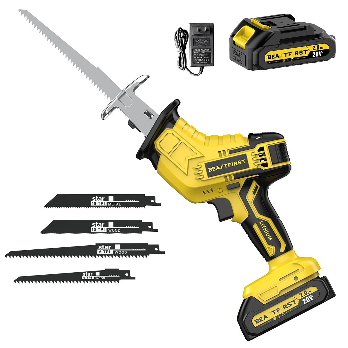 BeautFirst Cordless Reciprocating Saw With LED Work Light
