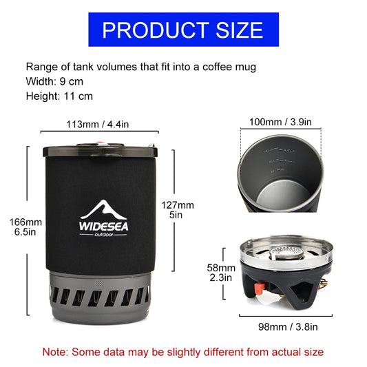 Widesea Portable Cookware Set With Heat Exchanger Propane Stove